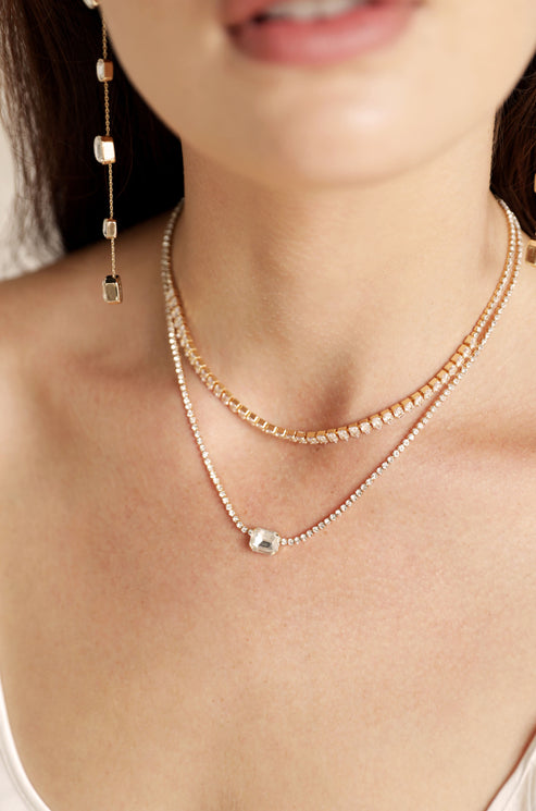 Layered Necklace With Rhinestones