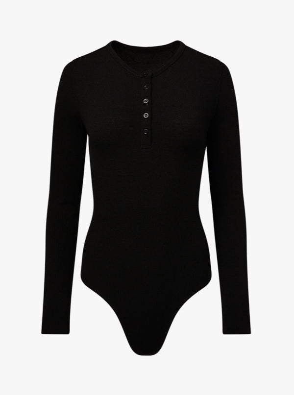 Henley Bodysuit in Black