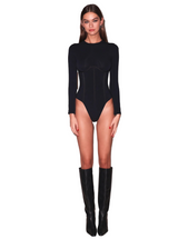 ORGANIC COTTON LONG SLEEVE BODYSUIT IN BLACK