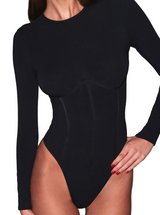 ORGANIC COTTON LONG SLEEVE BODYSUIT IN BLACK