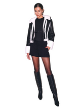 LEATHER AND FUR COLLAR JACKET IN BLACK