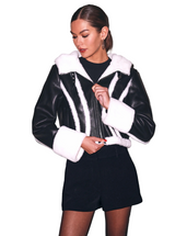 LEATHER AND FUR COLLAR JACKET IN BLACK