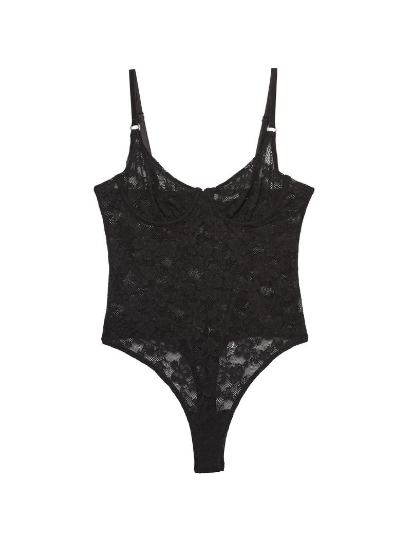 LE STRETCH MULTIFIT LACE BODYSUIT IN BLACK