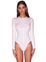ORGANIC COTTON LONG SLEEVE BODYSUIT IN IVORY