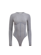 ORGANIC COTTON LONG SLEEVE BODYSUIT IN HEATHER GREY