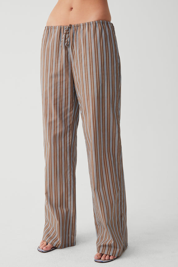 Daisy Striped Low Rise Pant in Ocean Stone