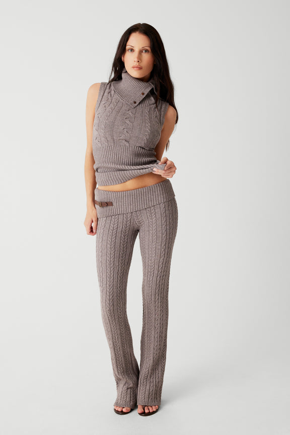 Fleur Cable Cloud Knit Pant in Dark Pearl