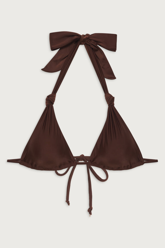 Kealy Triangle Halter Bikini Top in Cinnamon