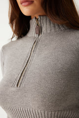 Maverick Cloud Knit Half Zip Sweater in Dark Pearl