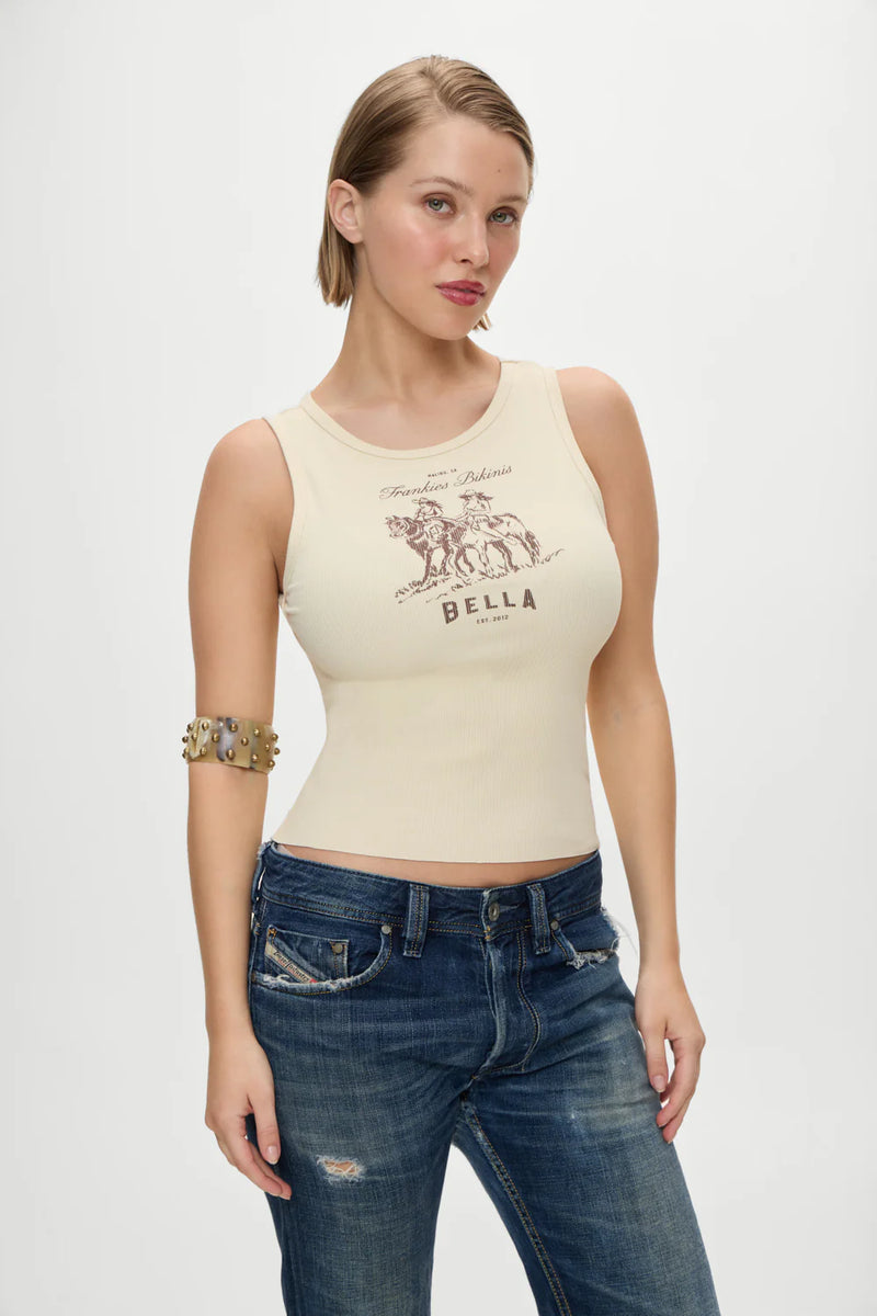 x BELLA HADID RENO COTTON RIB TANK IN SAND