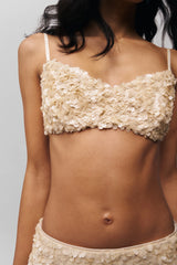 ARI GATHERED SEQUIN TOP IN IVORY