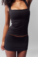 Micro Mini Stretch Skirt in Black