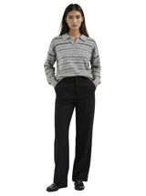 ATELIER POLO SWEATER IN HEATHER GREY STRIPE