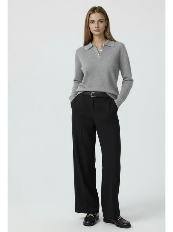ATELIER POLO SWEATER IN HEATHER GREY