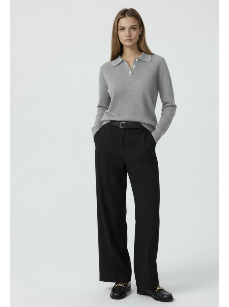 ATELIER POLO SWEATER IN HEATHER GREY