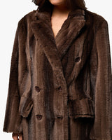 Faux Fur Blazer Jacket in Brown