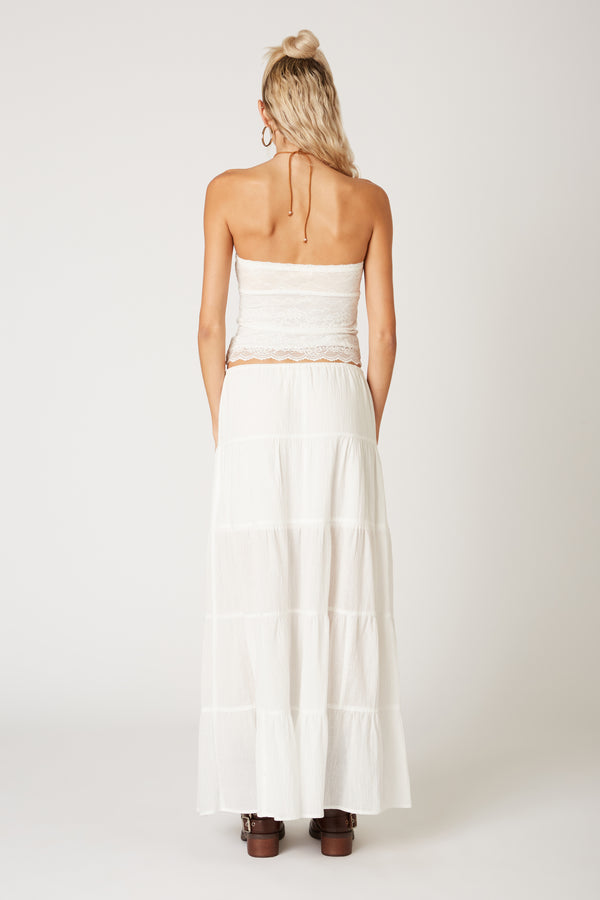 Tiered Maxi Skirt in White