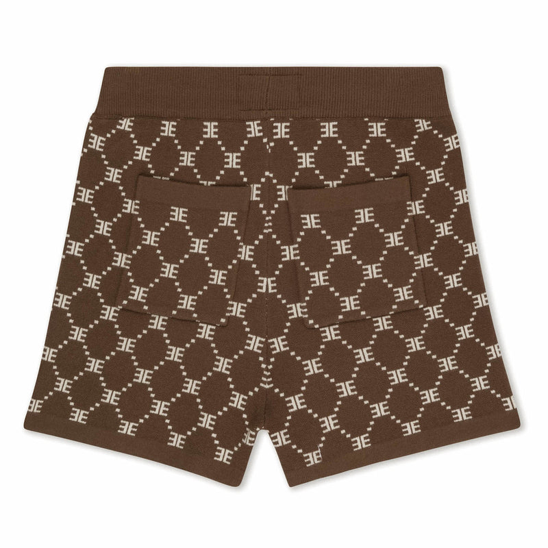 EE Monogram Knit Shorts in Chocolate