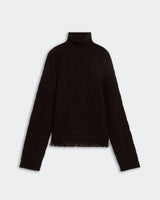CROPPED CABLE TURTLENECK IN BURNT COCOA