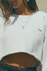 Cut Off Sweatshirt in Pearl Grey French Terry