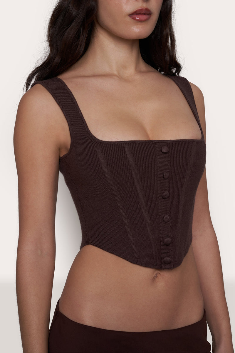 Knitted Corset in Chocolate