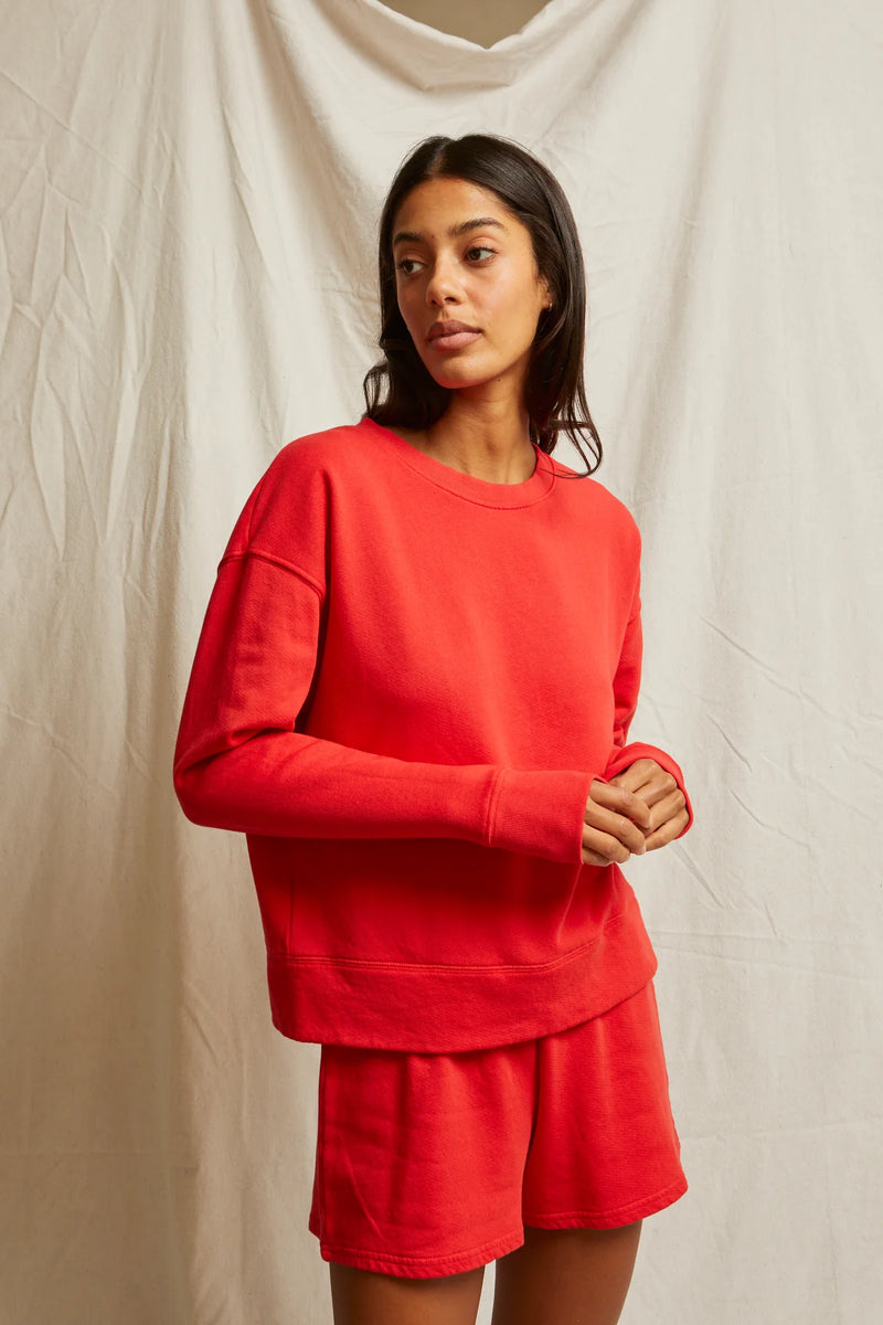 T94-ZIGGY CREWNECK SWEATSHIRT IN POPPY RED