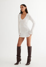 Coyote Knit Dress in Porcelain