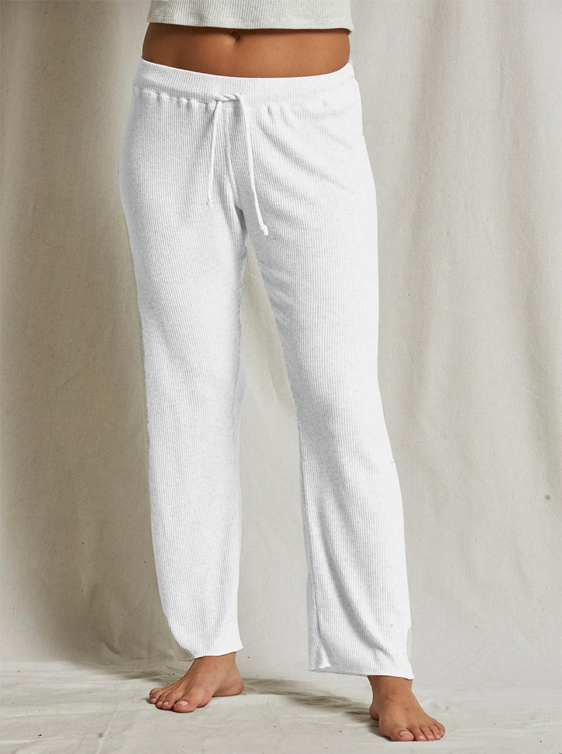 LEANN RIB STRAIGHT LEG PANT IN WHITE