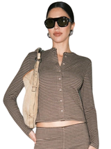 ESPRESSO STRIPE TOP IN COFFEE BEAN