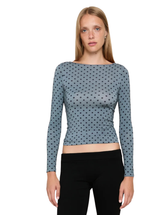 AMELIA TOP IN SLATE POLKA DOT