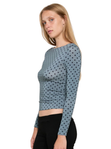 AMELIA TOP IN SLATE POLKA DOT