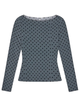 AMELIA TOP IN SLATE POLKA DOT