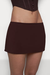 Micro Mini Stretch Skirt in Brown