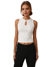 CLARE KEYHOLE TOP IN IVORY