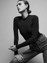 Gina Slim Mock Neck in Jet Black