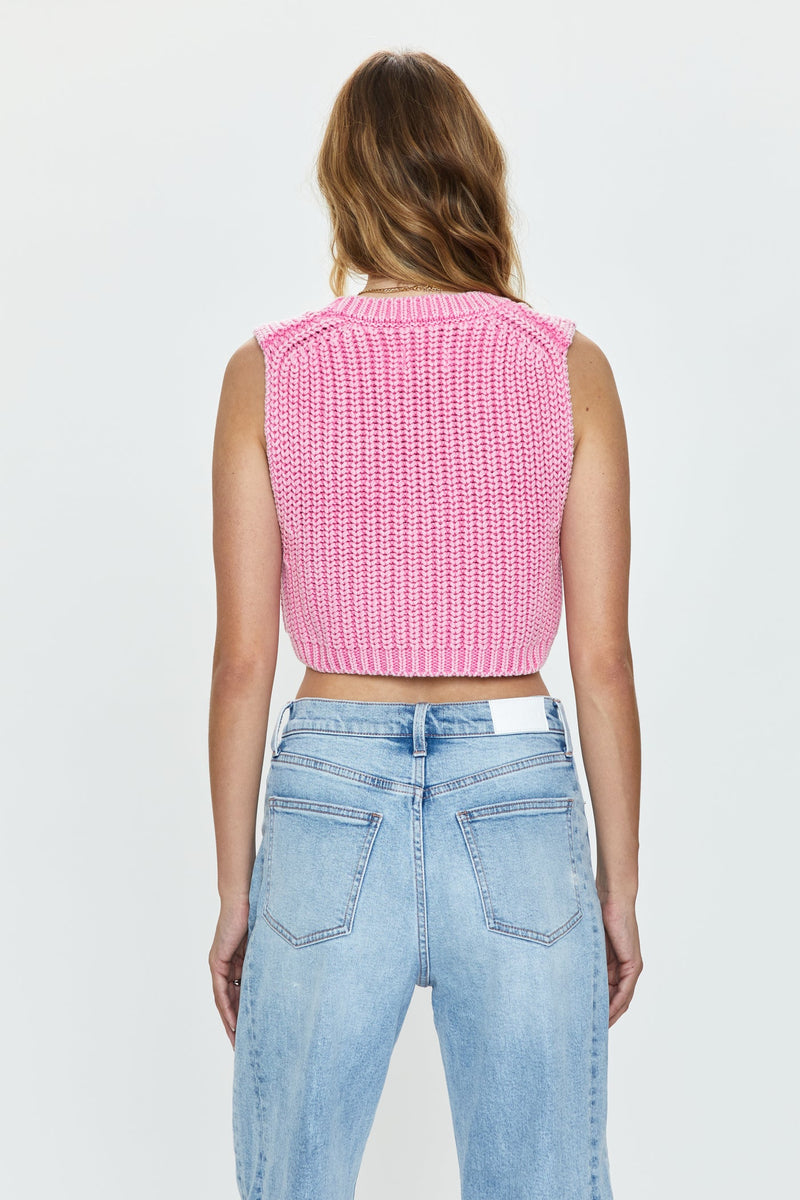 Cora Knit Vest in Pink Cosmos