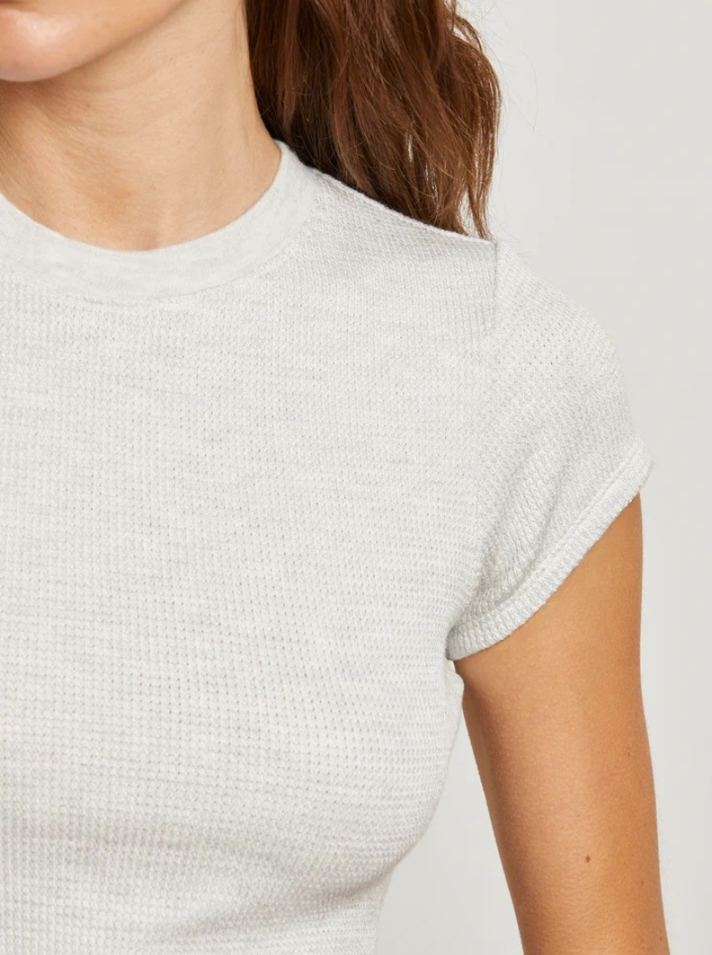 T292-R135 MINDY WAFFLE TEE IN ASH