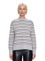 HANNA OVERSIZED VARIEGATED STRIPE SWEATER IN GREY WHITE