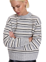 HANNA OVERSIZED VARIEGATED STRIPE SWEATER IN GREY WHITE