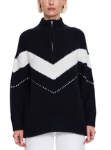 ARDEN CHEVRON COLORBLOCK SWEATER IN BLACK VANILLA