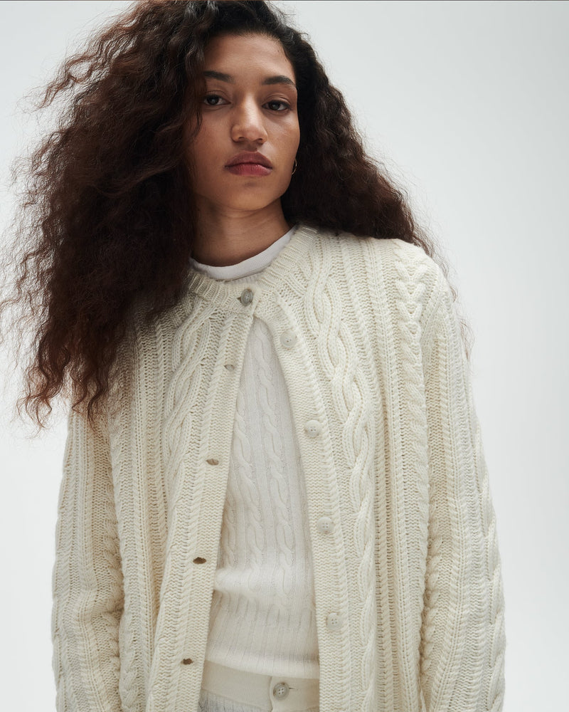 Rossella Cable Cardigan in Cream