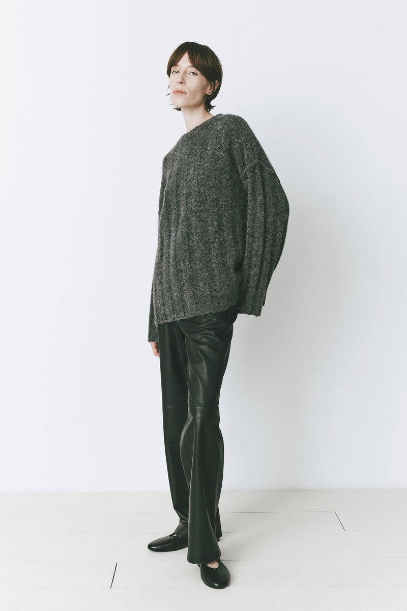 VENDÔME Wide Rib Boxy Sweater in Cinder