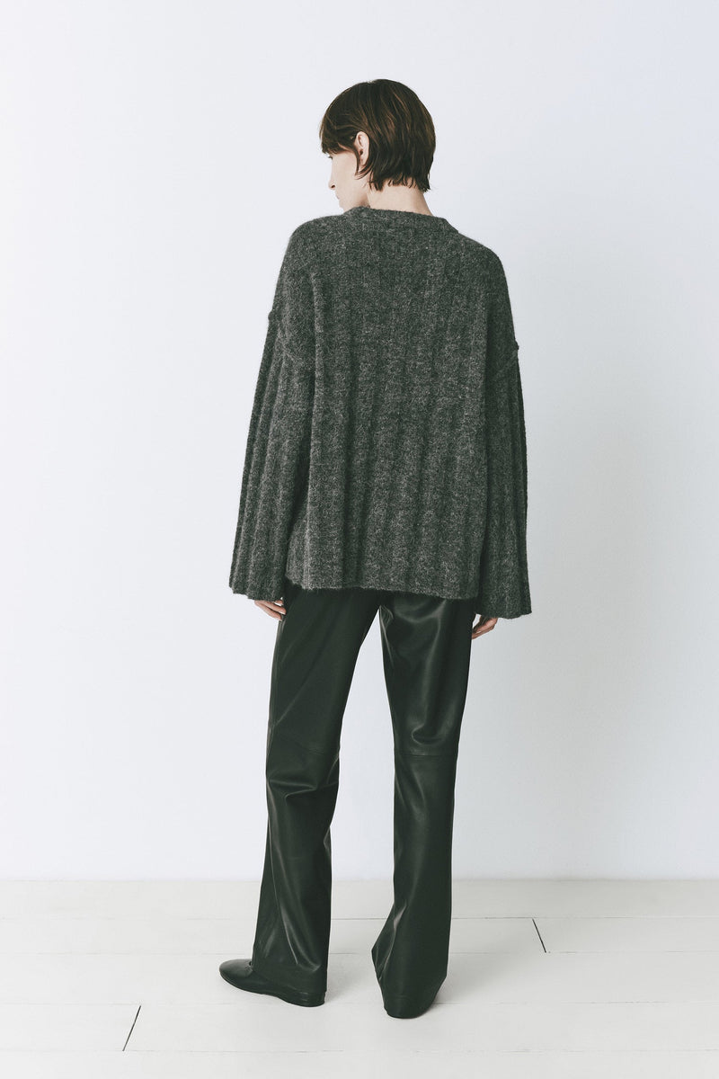 VENDÔME Wide Rib Boxy Sweater in Cinder