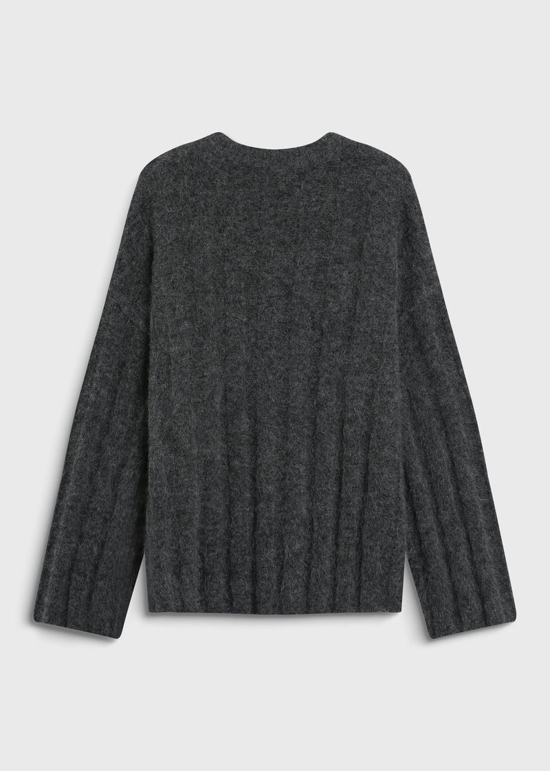 VENDÔME Wide Rib Boxy Sweater in Cinder