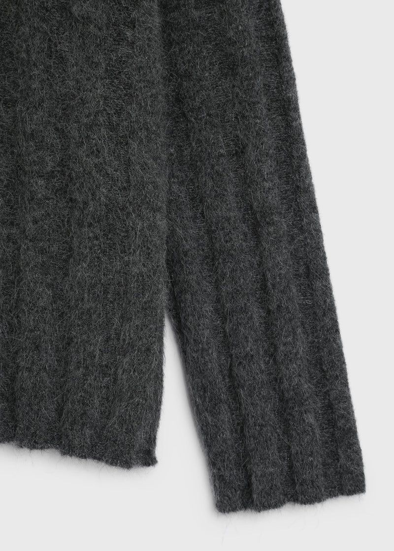 VENDÔME Wide Rib Boxy Sweater in Cinder