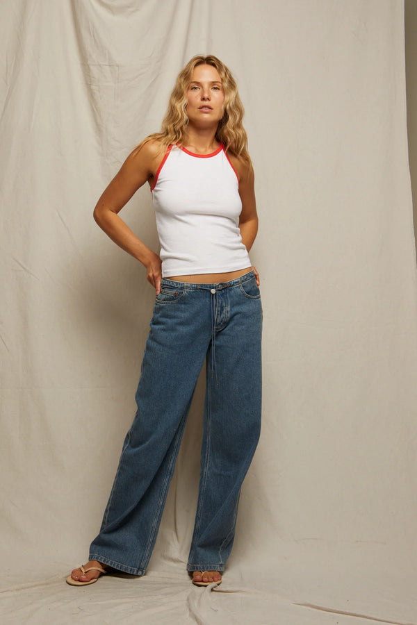 T243 - SHAE COLOR BLOCK TANK IN WHITE