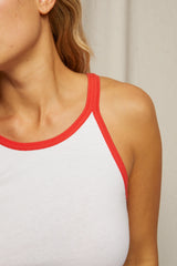 T243 - SHAE COLOR BLOCK TANK IN WHITE