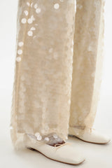 STACY Sequin Wide Leg Pants in Clear