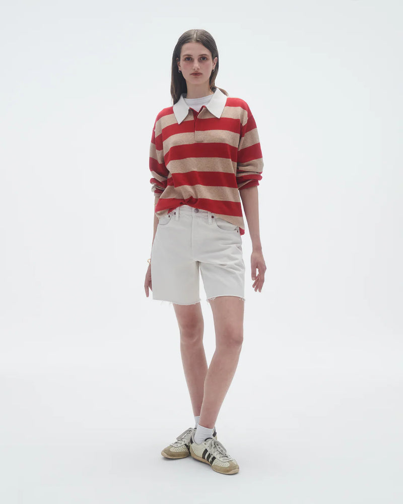 Striped Rugby in Dune True Red Stripe