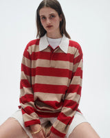 Striped Rugby in Dune True Red Stripe